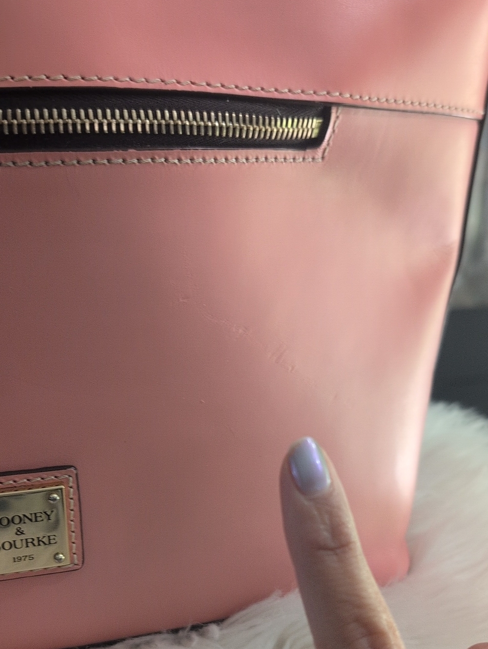 Dooney & Bourke Coral Pink Leather Tote - Picture 6 of 12